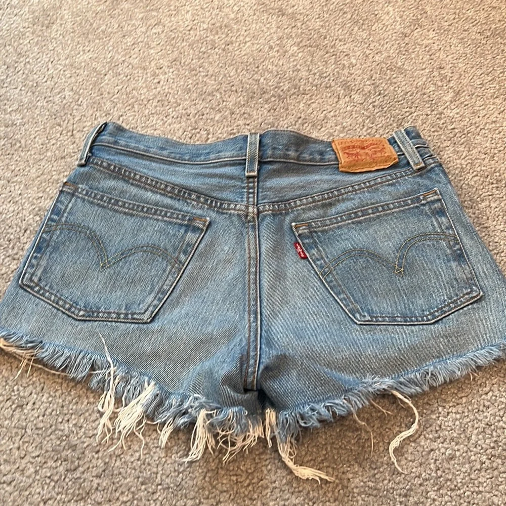 Levi’s High Waisted Frayed Hem Denim Shorts